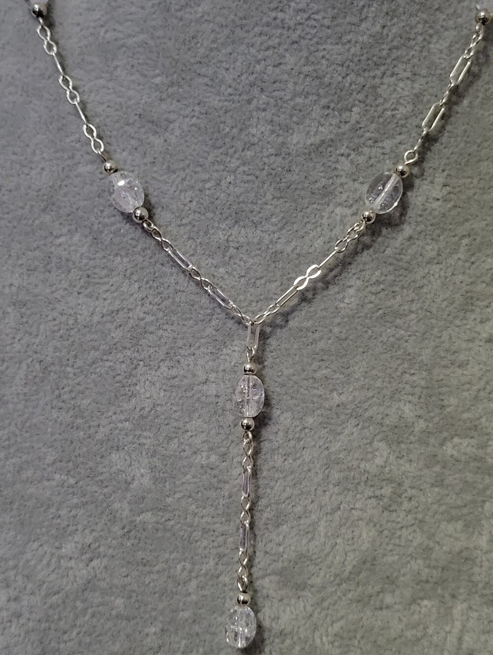 Elegant Sterling Silver Clear Quartz Y-Necklace - Picture 7 of 7